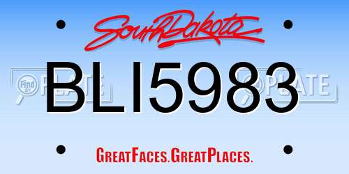 BLI5983 South Dakota License Plate