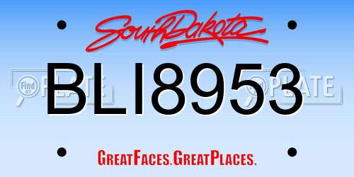BLI8953 South Dakota License Plate