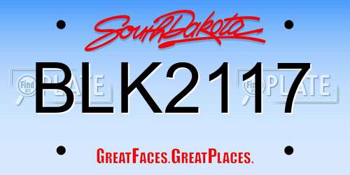BLK2117 South Dakota License Plate