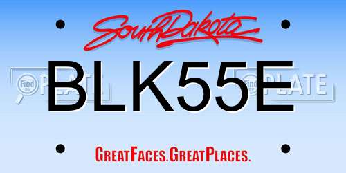 BLK55E South Dakota License Plate