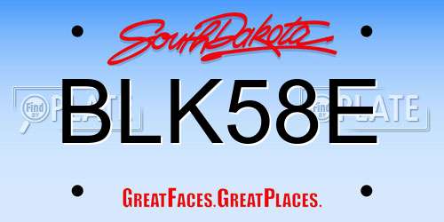 BLK58E South Dakota License Plate