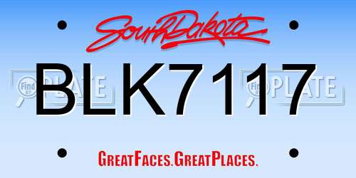 BLK7117 South Dakota License Plate