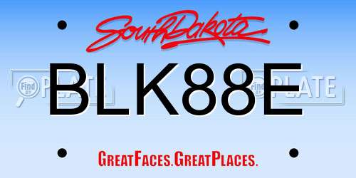 BLK88E South Dakota License Plate