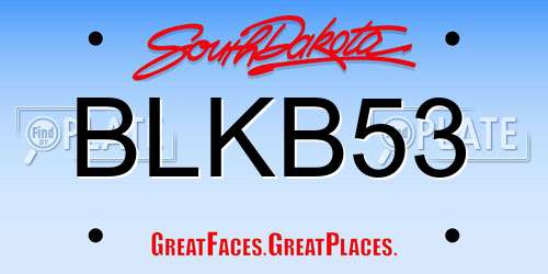 BLKB53 South Dakota License Plate