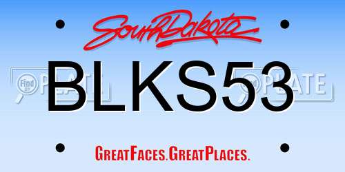 BLKS53 South Dakota License Plate