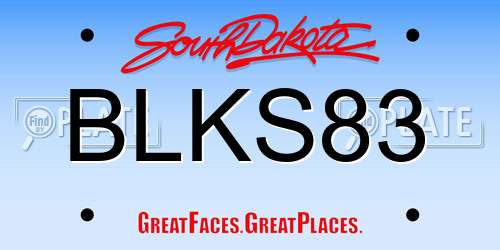 BLKS83 South Dakota License Plate