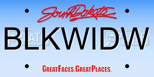 BLKWIDW South Dakota License Plate