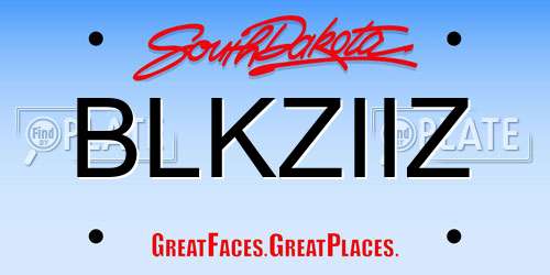 BLKZIIZ South Dakota License Plate