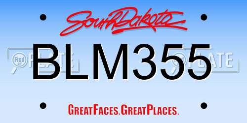 BLM355 South Dakota License Plate