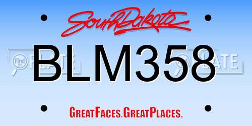 BLM358 South Dakota License Plate