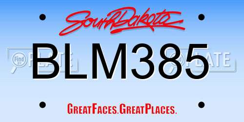 BLM385 South Dakota License Plate