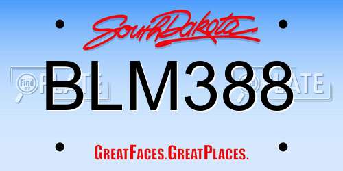 BLM388 South Dakota License Plate