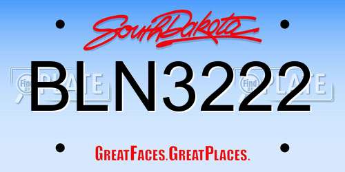 BLN3222 South Dakota License Plate