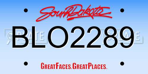 BLO2289 South Dakota License Plate