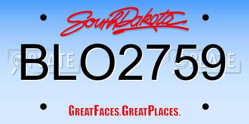 BLO2759 South Dakota License Plate