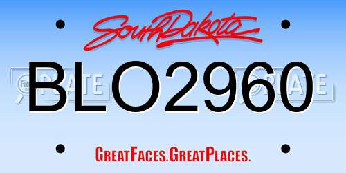 BLO2960 South Dakota License Plate