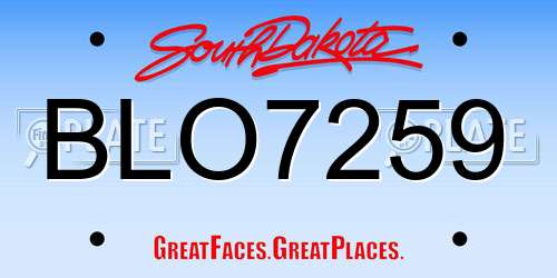 BLO7259 South Dakota License Plate