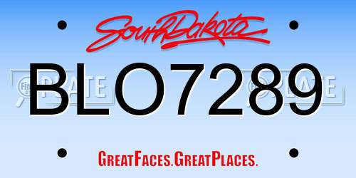 BLO7289 South Dakota License Plate