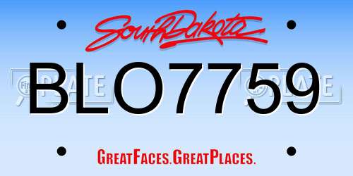 BLO7759 South Dakota License Plate