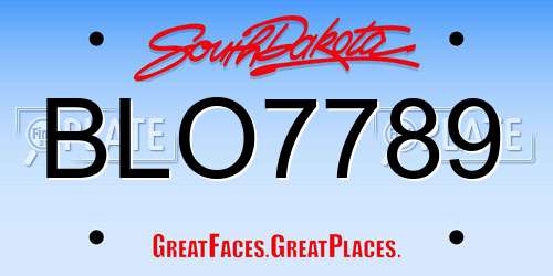BLO7789 South Dakota License Plate