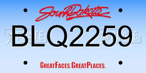BLQ2259 South Dakota License Plate