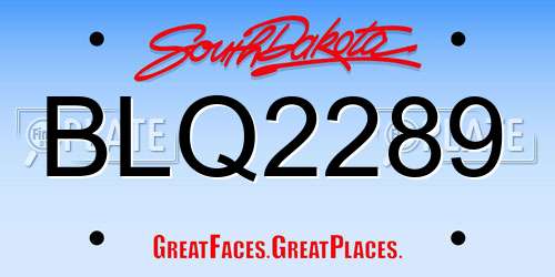 BLQ2289 South Dakota License Plate