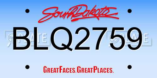 BLQ2759 South Dakota License Plate