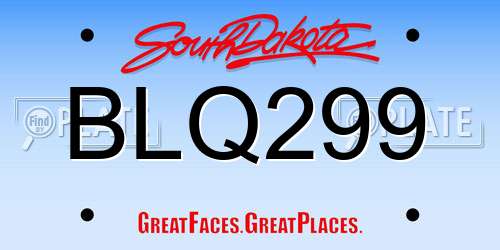 BLQ299 South Dakota License Plate