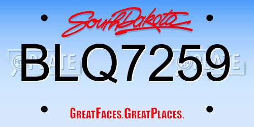 BLQ7259 South Dakota License Plate