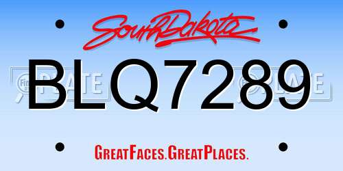 BLQ7289 South Dakota License Plate