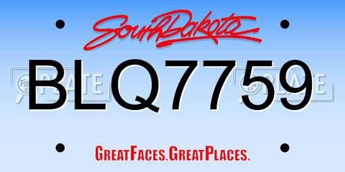 BLQ7759 South Dakota License Plate