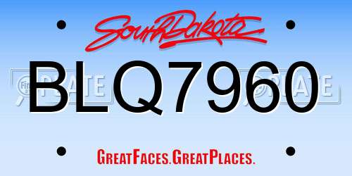BLQ7960 South Dakota License Plate