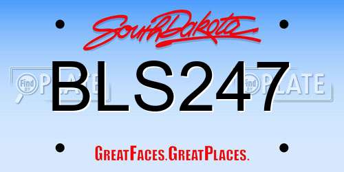 BLS247 South Dakota License Plate