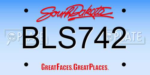 BLS742 South Dakota License Plate