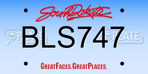 BLS747 South Dakota License Plate