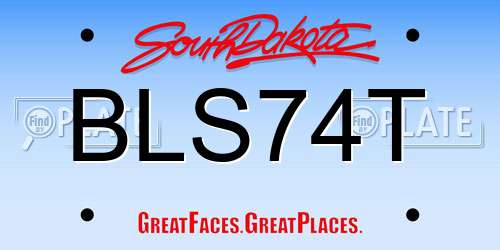 BLS74T South Dakota License Plate