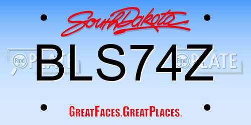 BLS74Z South Dakota License Plate