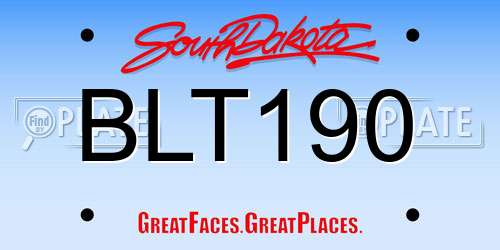 BLT190 South Dakota License Plate
