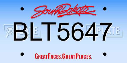 BLT5647 South Dakota License Plate