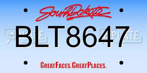 BLT8647 South Dakota License Plate