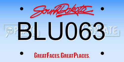 BLU063 South Dakota License Plate