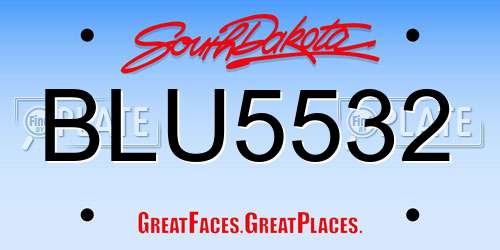BLU5532 South Dakota License Plate
