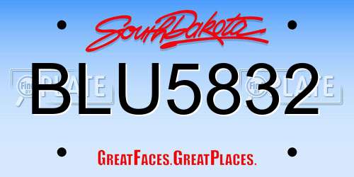 BLU5832 South Dakota License Plate