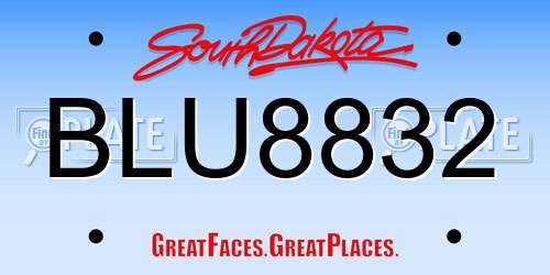 BLU8832 South Dakota License Plate