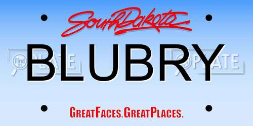 BLUBRY South Dakota License Plate