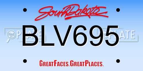 BLV695 South Dakota License Plate