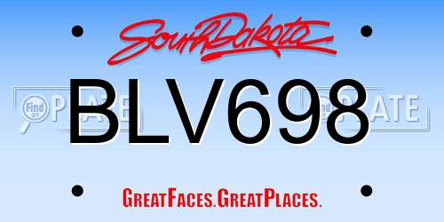 BLV698 South Dakota License Plate
