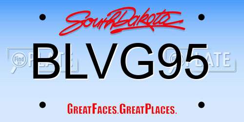 BLVG95 South Dakota License Plate