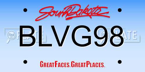 BLVG98 South Dakota License Plate