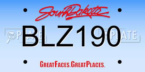 BLZ190 South Dakota License Plate